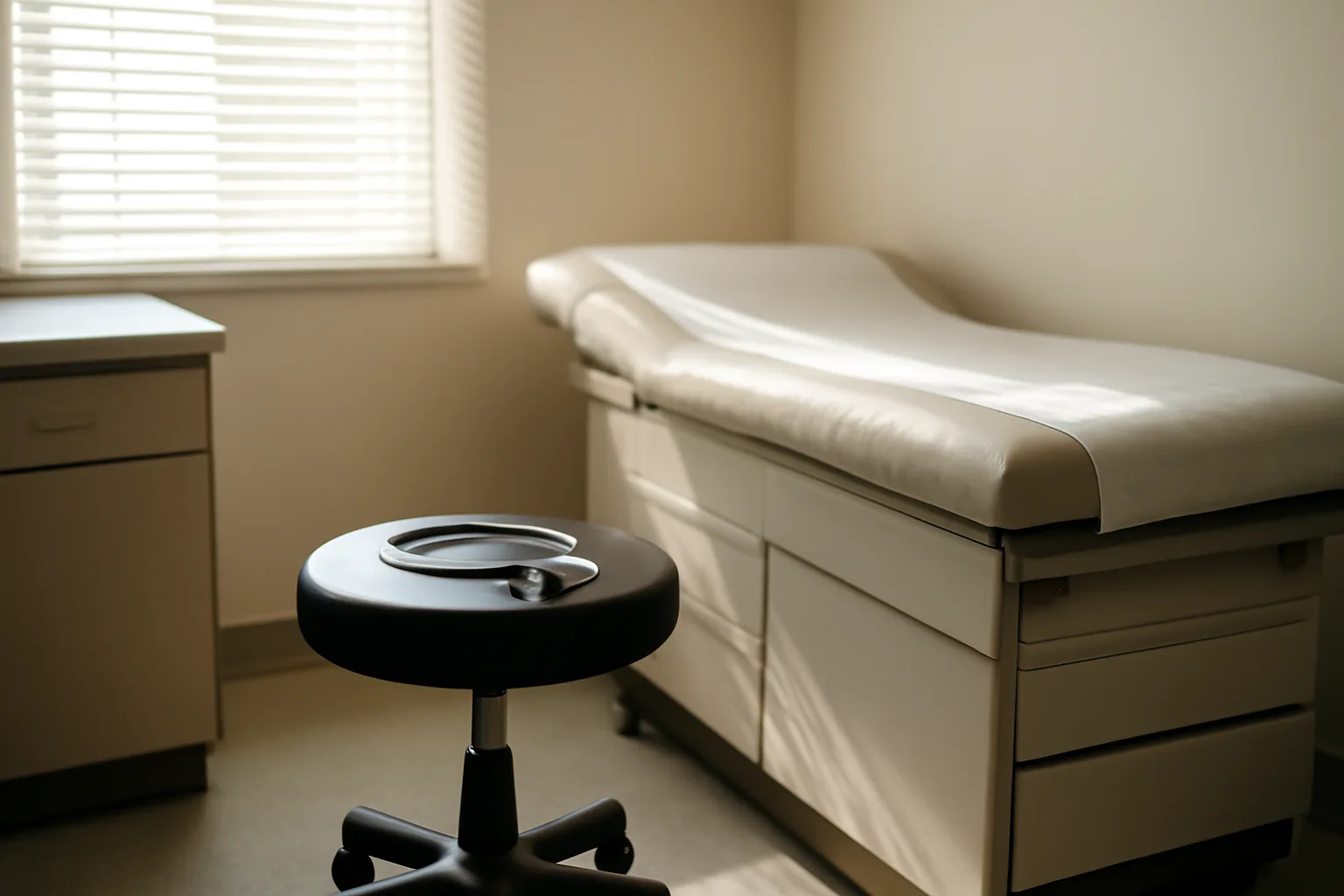 Empty clinical exam room representing a beginner's first enclomiphene consultation visit