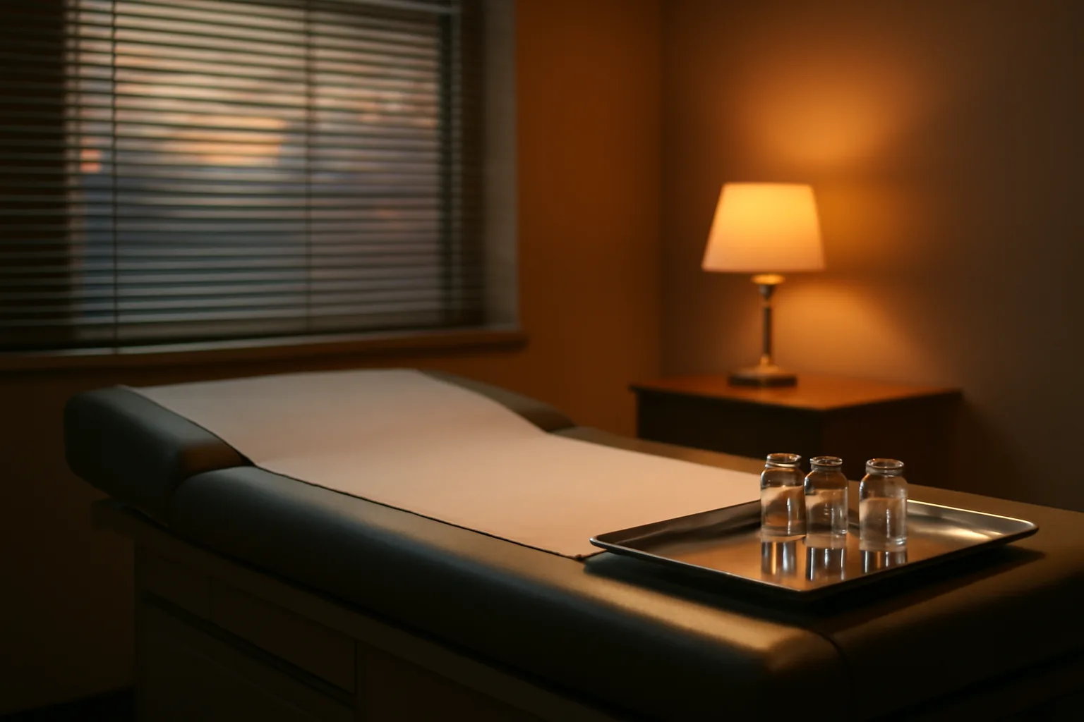 Empty clinical exam room representing enclomiphene clinical trial research setting