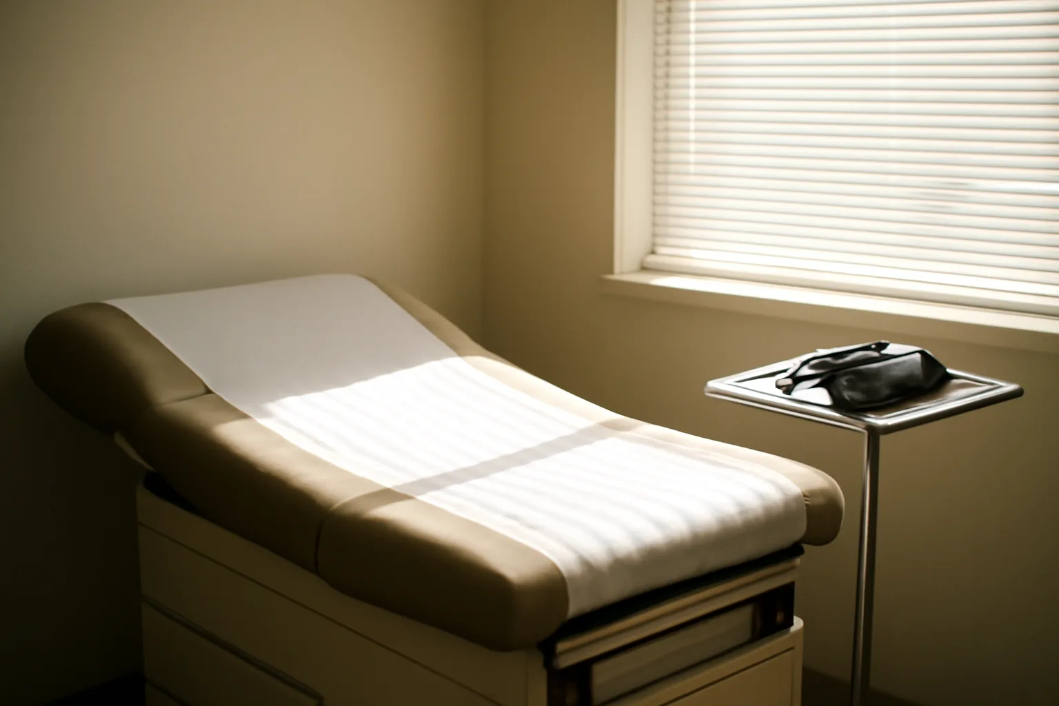 Sunlit clinical exam room representing the enclomiphene pros and cons decision